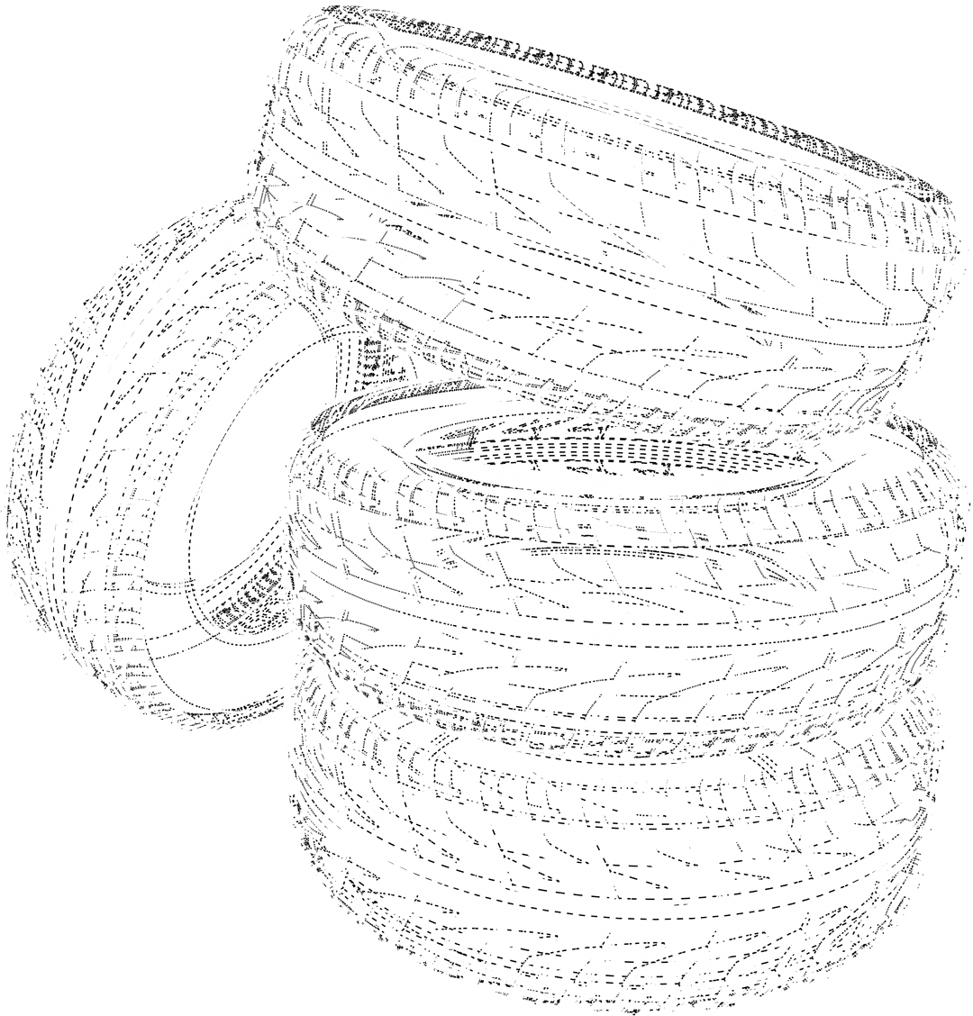 Car tires stacked